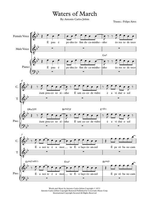 Águas De Março (waters Of March) (Arr. Felipe Aires) - Antonio Carlos Jobim (Piano-Vocal-Guitar (Piano Accompaniment))