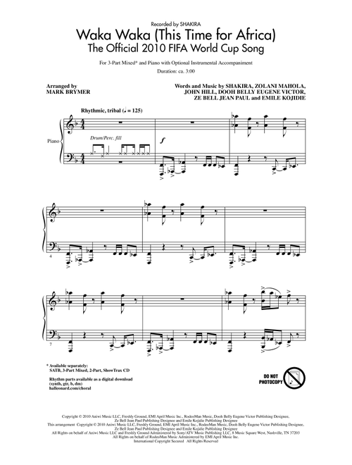 Waka Waka (This Time For Africa) - The Official 2010 FIFA World Cup Song (Arr. Mark Brymer) - Shakira (Choral, 3-Part Mixed)