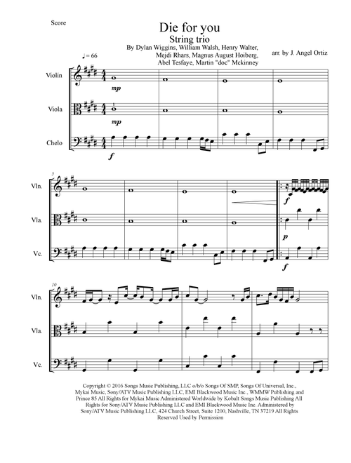 Die For You (Arr. José angel Ortiz ramirez) - The Weeknd (String Ensemble)