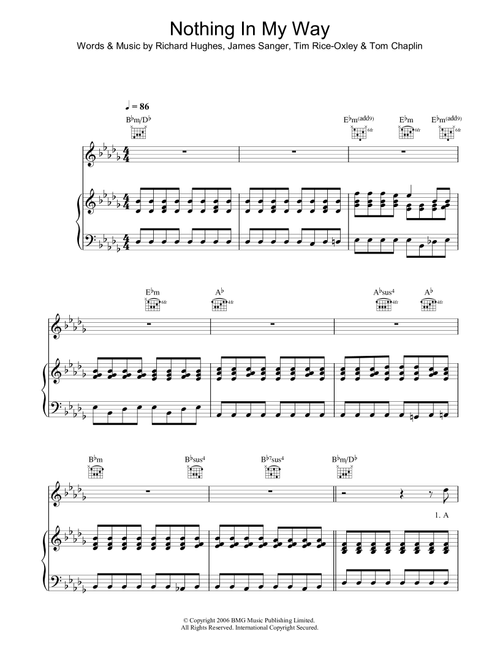 Nothing In My Way - Keane (Piano-Vocal-Guitar (Piano Accompaniment))