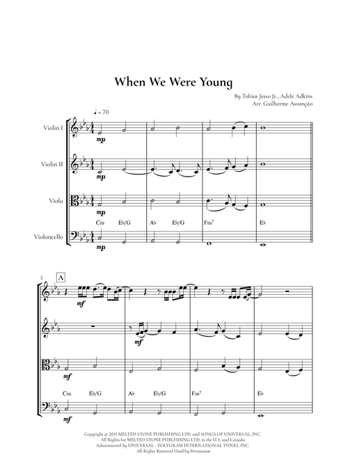 When We Were Young (Arr. Guilherme Assunção) - Adele (String Quartet)