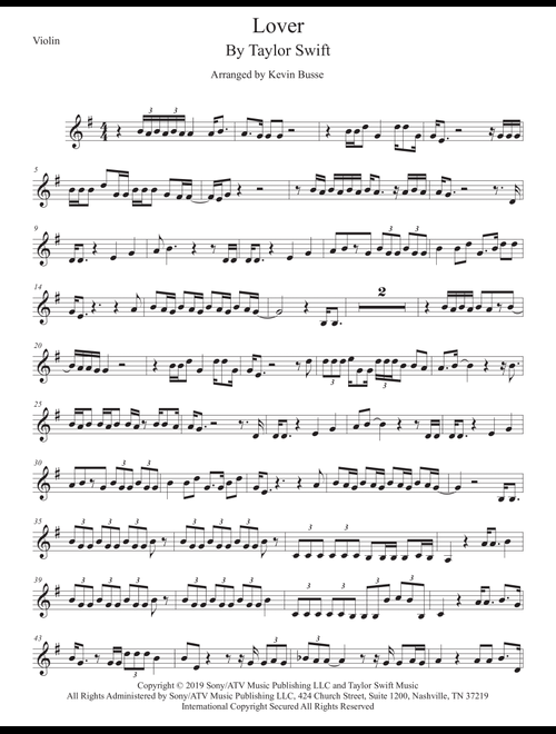 Lover (Arr. Kevin Busse) - Taylor Swift (Violin Solo)