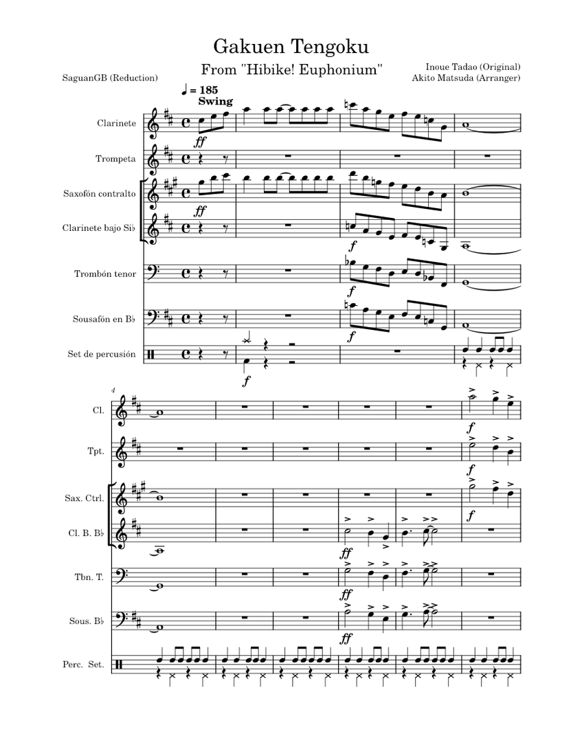 Gakuen Tengoku - Tadao Inoue/Finger 5 - Akito Matsuda Sheet