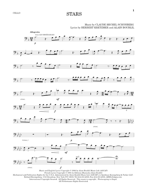 Stars - Claude-Michel Schonberg (Cello Solo)