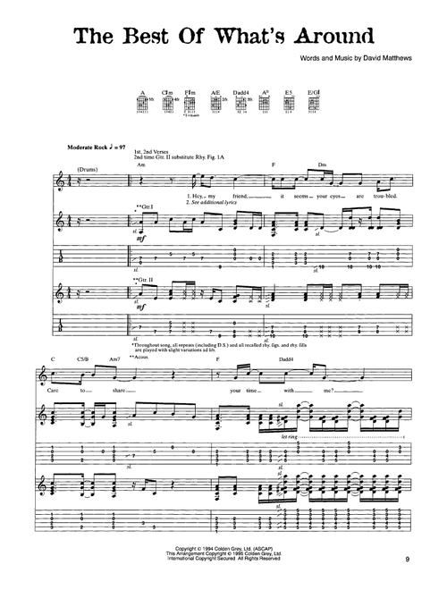 The Best Of What's Around - Dave Matthews Band (Guitar Tab)