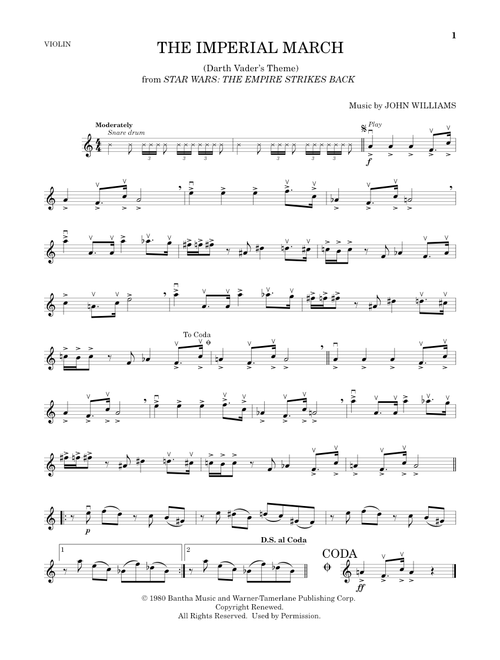 The Imperial March (Darth Vader's Theme) (from Star Wars: The Empire Strikes Back) - John Williams (Violin Solo)