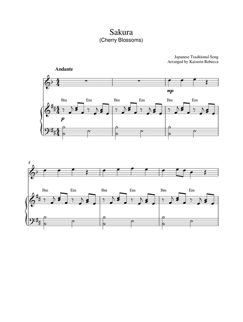 Sakura (Arr. Kaiserin Rebecca) - Japanese Traditional Song (Clarinet and Piano)