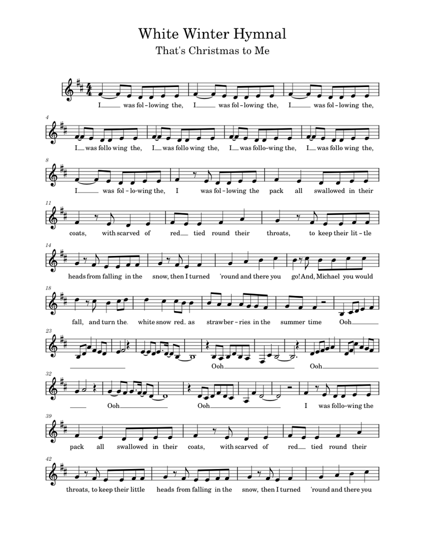 White winter hymnal Pentatonix White Winter Hymnal Sheet music for