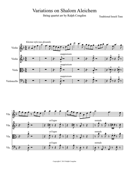 Hevenu Shalom Aleichem for string quartet