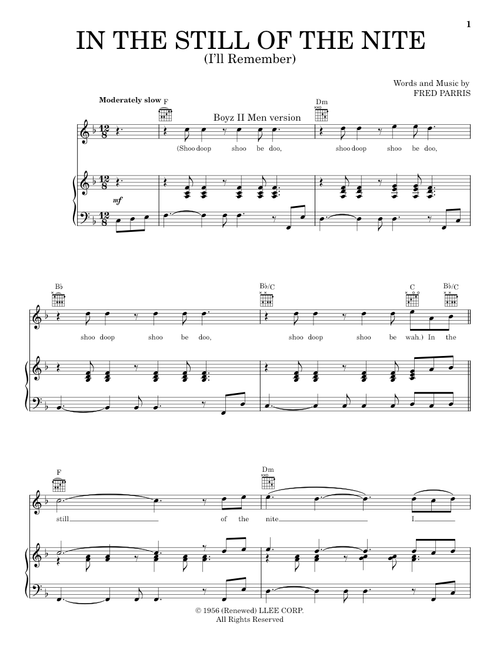 In The Still Of The Nite (I'll Remember) - Boyz II Men (Piano-Vocal-Guitar)