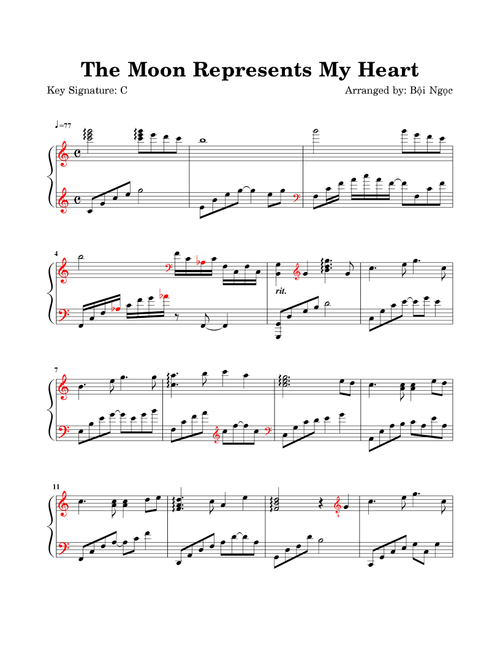 The Moon Represents My Heart (Arr. Boi Ngoc) - Yi Sun, Kris Lennox, Ni Tang (Piano Solo)
