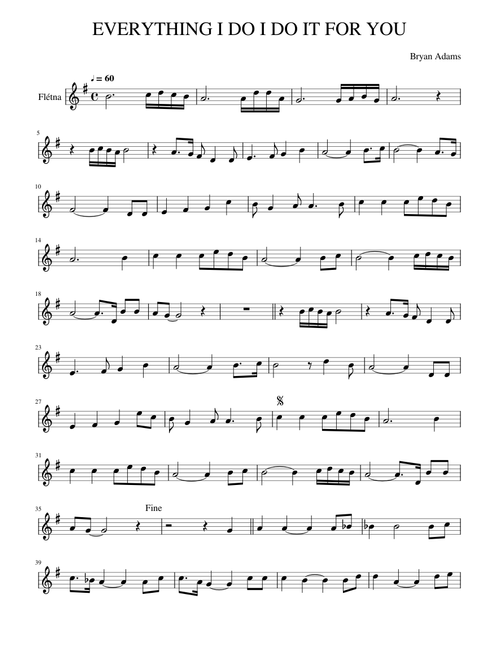 Everything I Do I Do It For You - Bryan Adams for recorder