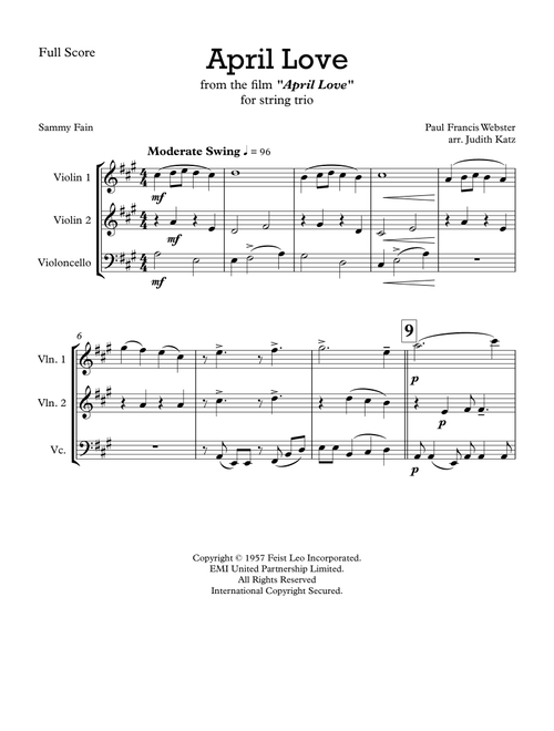April Love (Arr. Judith Katz) - Pat Boone (String Ensemble)