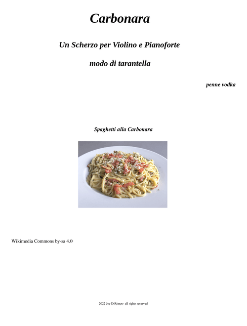 Carbonara - for violin and pianoforte