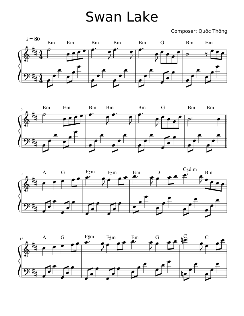 Swan_Lake Sheet Music with Chords for Piano (Solo) easy | MuseScore.com