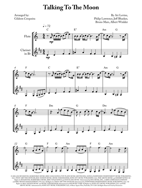 Talking To The Moon (Arr. Gildson Cerqueira) - Bruno Mars (Instrumental Duet)