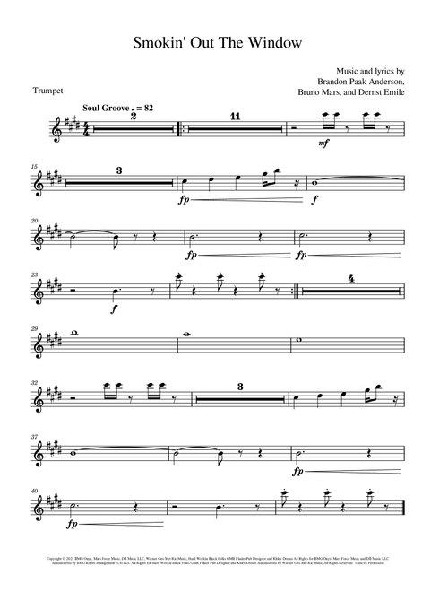 Smokin' Out The Window (Arr. David Lartey) - Bruno Mars, Anderson .paak And Silk Sonic (Trumpet Solo)