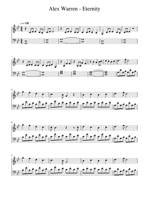 Eternity (Arr. Trentorial Piano) - Alex Warren (Piano Vocal)