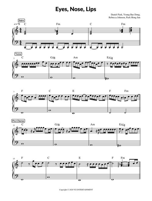 Eyes Nose Lips (Arr. Pave) - Taeyang (Easy Piano)