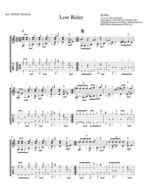 Low Rider (Arr. Gabriel Deutsch) - War (Solo Guitar)