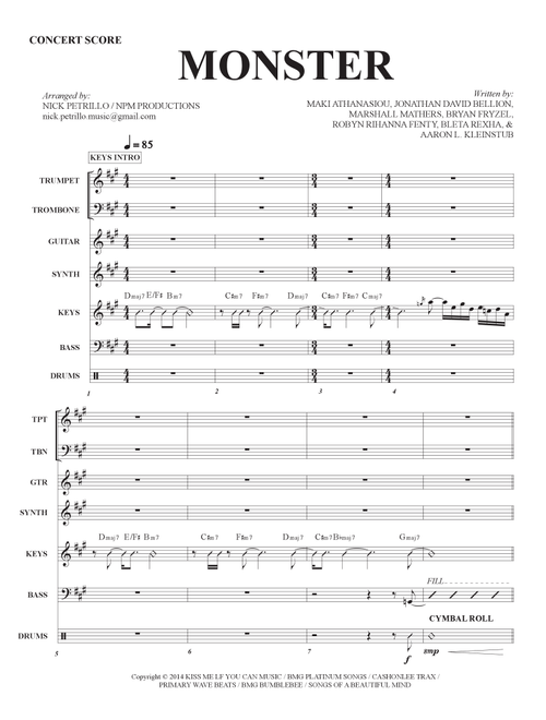 Monster (Arr. Nick Petrillo) - Eminem Ft Rhianna (Jazz Combo)