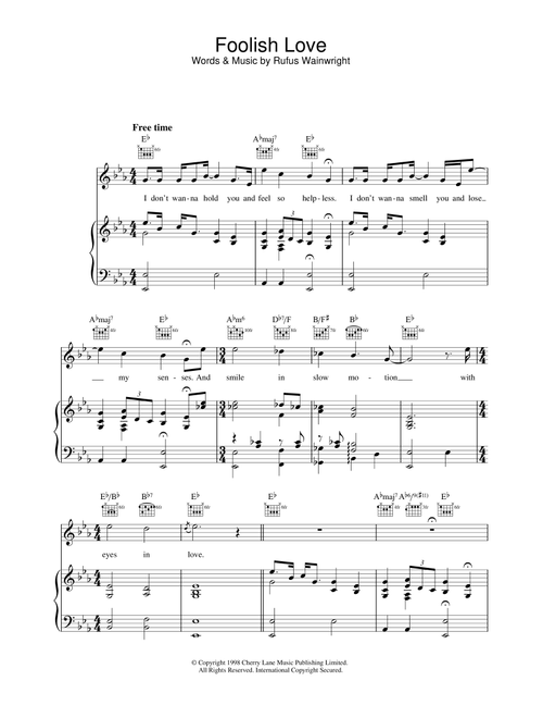 Foolish Love - Rufus Wainwright (Piano-Vocal-Guitar (Piano Accompaniment))