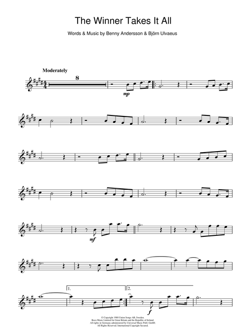 The Winner Takes It All - ABBA (Alto Sax Solo)