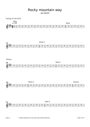 Play Official version of Rocky mountain way Sheet Music by Joe