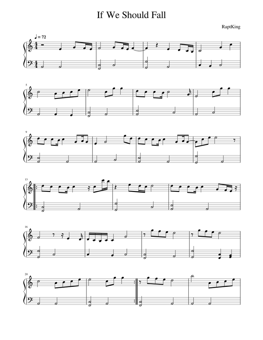 If We Should Fall Sheet music for Piano (Solo) Easy | Musescore.com