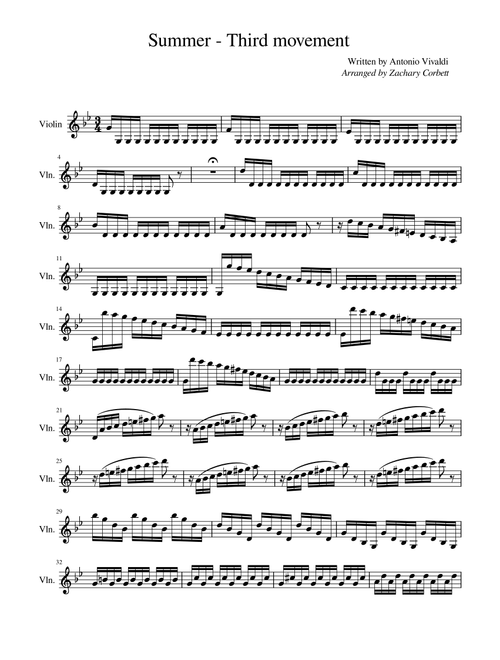 Summer - Third Movement (Arr. Zachary Corbett) - Antonio Vivaldi (Violin Solo)