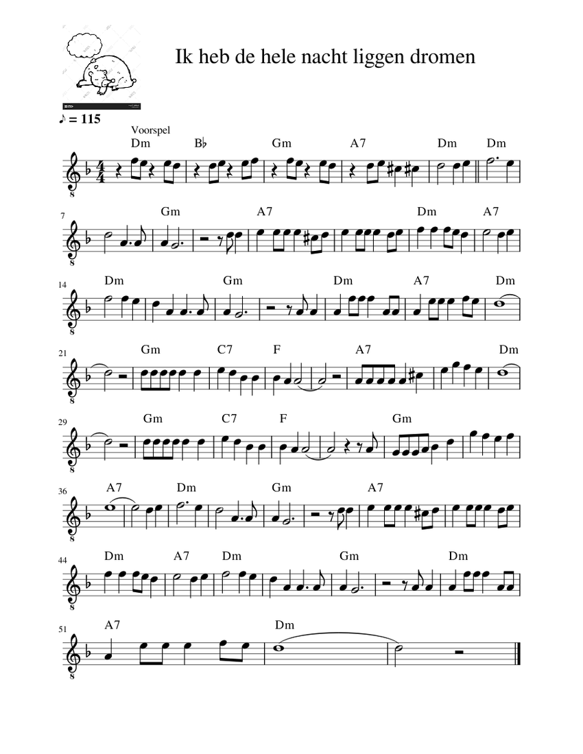 Ik Heb De Hele Nacht Liggen Dromen Sheet Music For Guitar Solo 