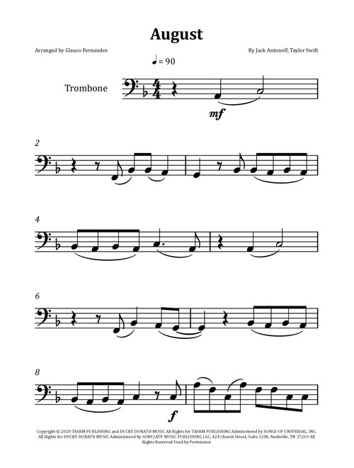 August (Arr. Glauco Fernandes) - Taylor Swift (Trombone Solo)