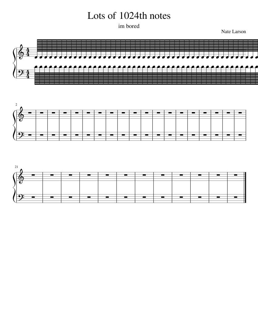Lots of 1024th notes Sheet Music for Piano (Solo) easy | MuseScore.com