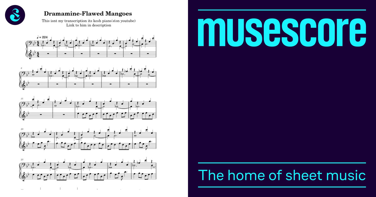 Dramamine – Flawed Mangoes Sheet Music for Piano (Solo) easy ...