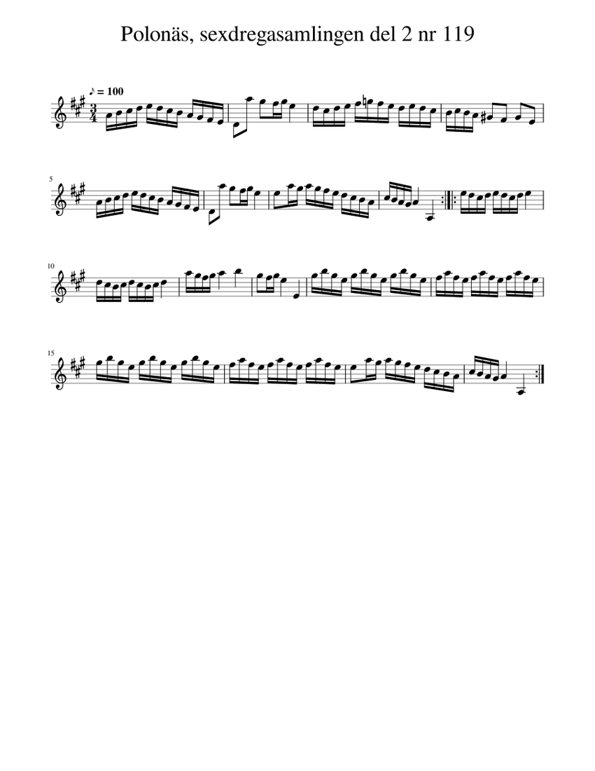 Polonäs, sexdregasamlingen del 2 nr 119 Sheet music for Piano (Solo ...