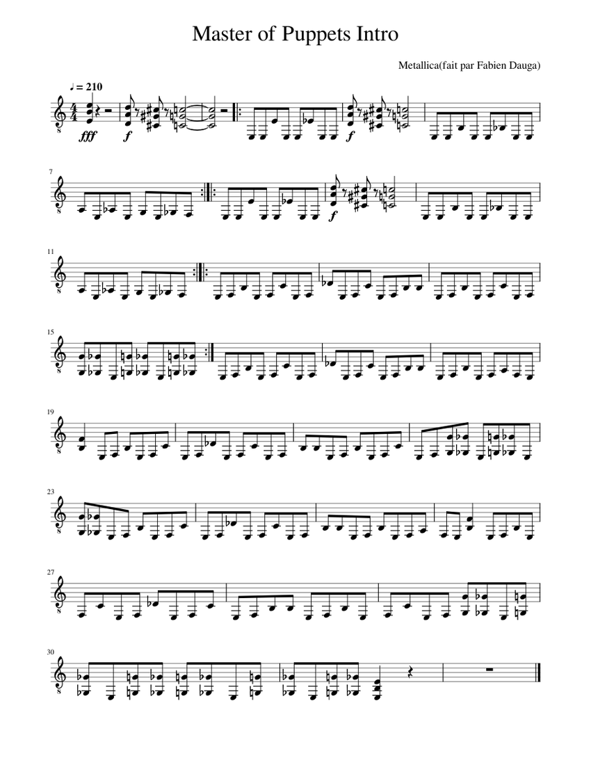 Master of Puppets Intro. Sheet Music for Guitar (Solo