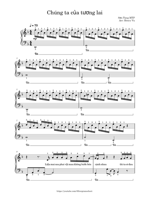 Chúng ta của tương lai - Sheet x Fingering