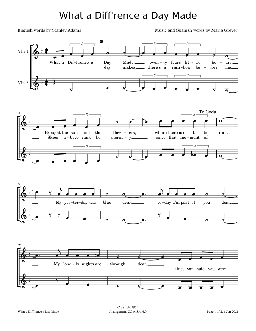 Song What A Difference A Day Made