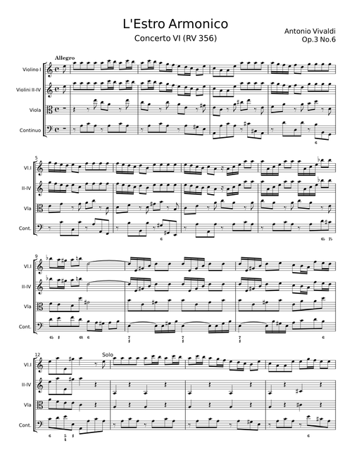 Violin Concerto in A Minor, Op. 3 No. 6, RV 356 "L' estro armonico": I. Allegro - Antonio Vivaldi