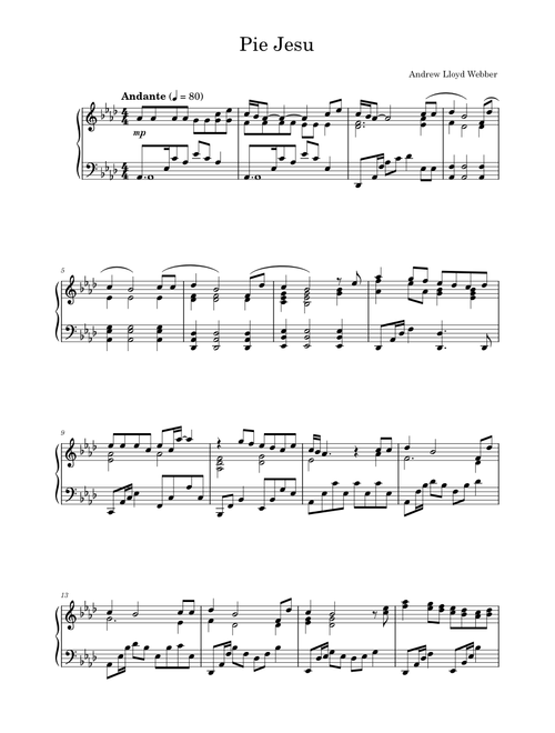 Pie Jesu (from Requiem) - Andrew Lloyd Webber (Piano Solo)