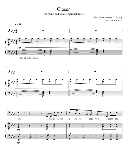 Closer - The Chainsmokers ft. Halsey (piano)