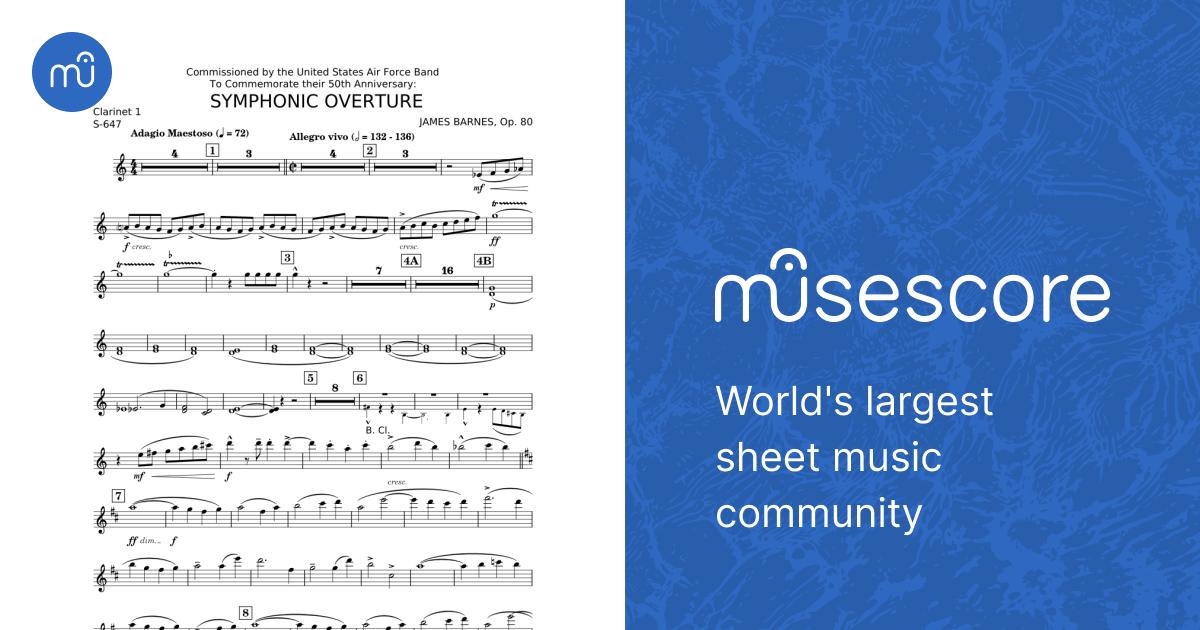 Symphonic Overture - James Barnes Sheet Music for Clarinet in b