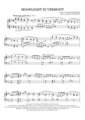 Moonlight In Vermont [lead sheet] Sheet Music with Chords for