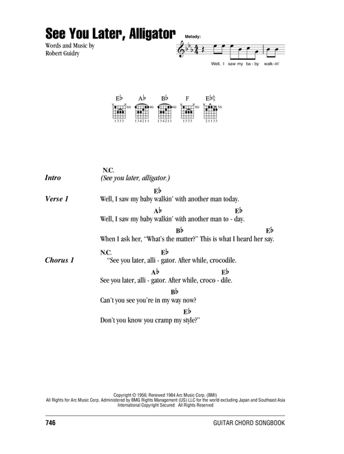 See You Later, Alligator - Bill Haley & His Comets (Guitar Chords-Lyrics)