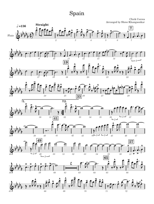 Spain – Chick Corea Spain: Bill Watrous Version for Flute