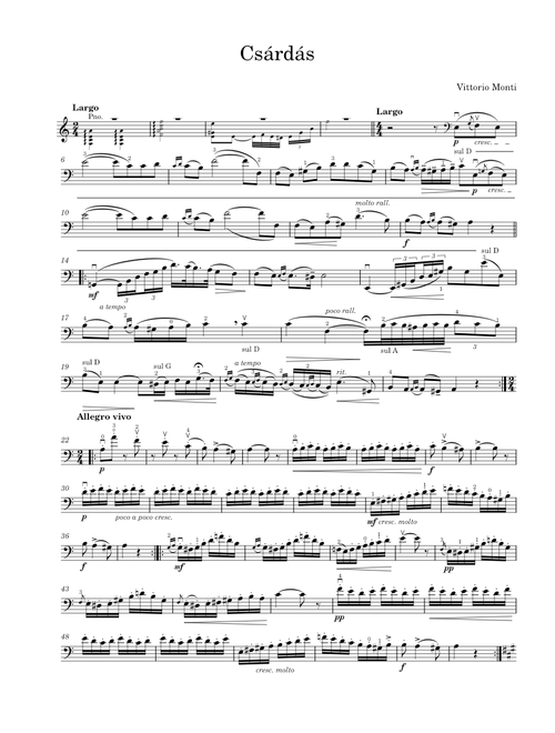 Csárdás by Vittorio Monti - Cello Arrangement