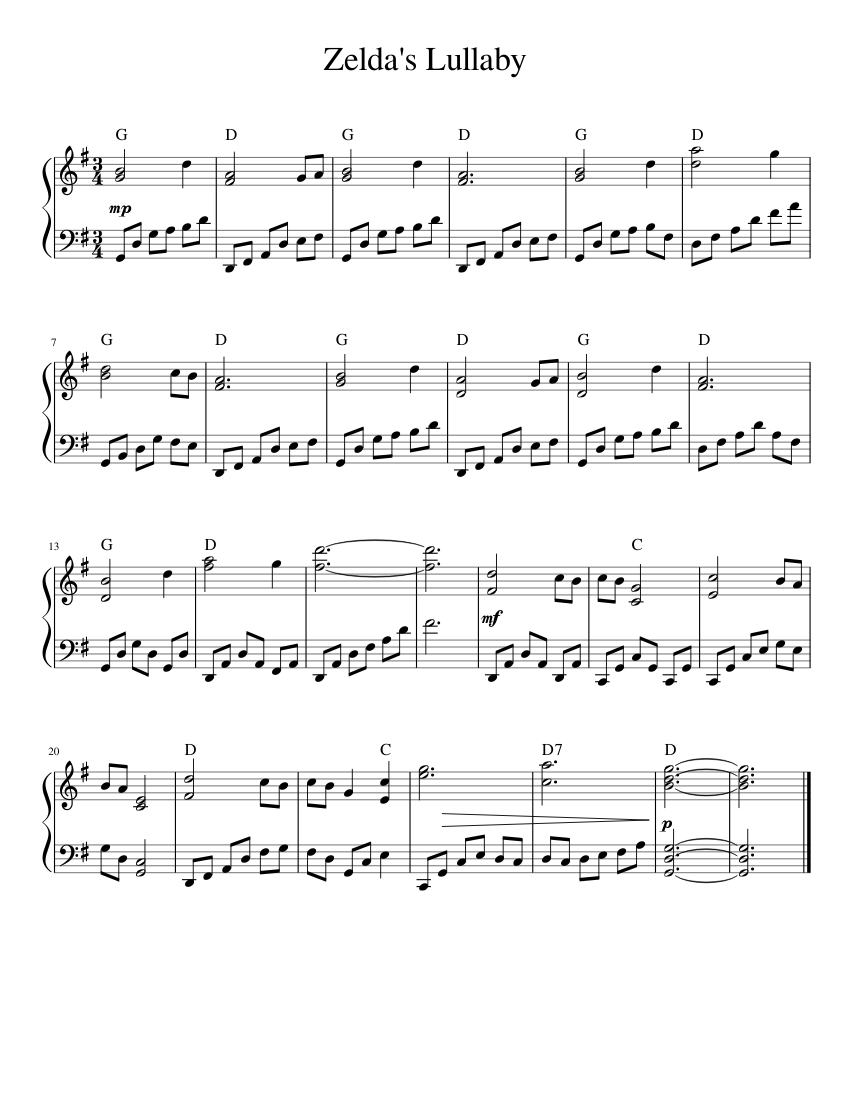 Zelda's Lullaby Sheet music for Piano (Solo) Easy | Musescore.com