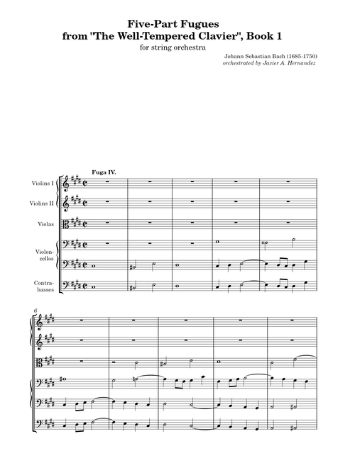 5 Part Fugues from "The Well-Tempered Clavier" - for string ensemble