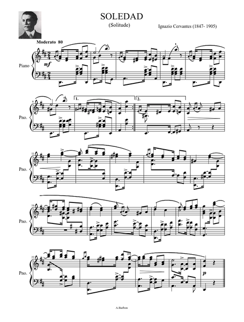 Soledad . Habanera par Ignazio Cervantes