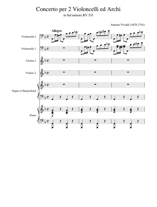 Concerto for 2 Cellos in G minor, RV 531 – Antonio Vivaldi